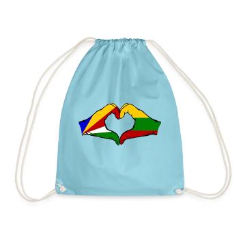 Seychellen Litauen Flagge Hände Herzform - Turnbeutel - Aqua - Vorne