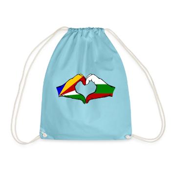 Seychellen Bulgarien Flagge Hände Herzform - Turnbeutel - Aqua - Vorne