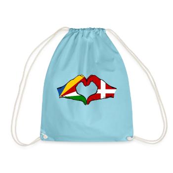 Seychelles Danemark Drapeau Mains Coeur Forme - Sac de sport léger - aqua - Devant