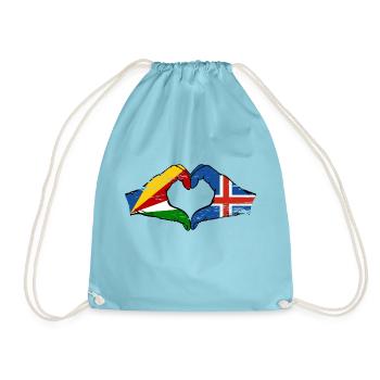 Seychelles Drapeau des îles Seychelles mains forme de coeur utilisé - Sac de sport léger - aqua - Devant