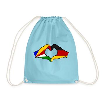 Seychelles Germany Flag Hands Heart Shape - Drawstring Bag - aqua - Front
