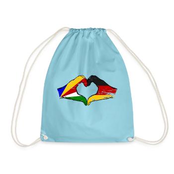 Seychelles Germany flag hands heart shape used - Drawstring Bag - aqua - Front