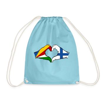 Seychellen Finnland Flagge Hände Herzform - Turnbeutel - Aqua - Vorne