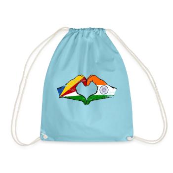 Seychellen Indien Flagge Hände Herzform used - Turnbeutel - Aqua - Vorne