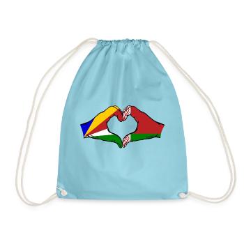 Seychellen Belarus Flagge Hände Herzform - Turnbeutel - Aqua - Vorne