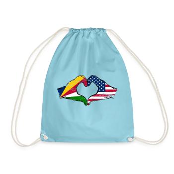 Seychelles USA drapeau mains forme de coeur utilisé - Sac de sport léger - aqua - Devant