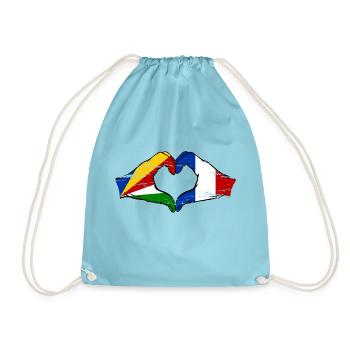 Seychelles France Drapeau Mains Coeur Forme Utilisé - Sac de sport léger - aqua - Devant
