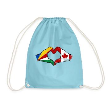 Seychelles Canada flag hands heart shape used - Drawstring Bag - aqua - Front