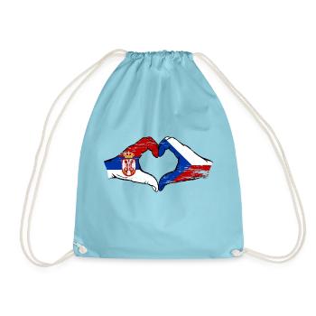 Serbien Tschechien Flagge Hände Herzform used - Turnbeutel - Aqua - Vorne