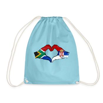 Afrique du Sud Serbie drapeau mains coeur utilisé - Sac de sport léger - aqua - Devant