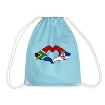 Afrique du Sud Serbie Drapeau Mains Coeur Forme - Sac de sport léger - aqua - Devant