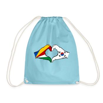 Seychellen Südkorea Flagge Hände Herzform - Turnbeutel - Aqua - Vorne