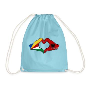 Seychelles Albanie Drapeau Mains Coeur Forme Utilisé - Sac de sport léger - aqua - Devant