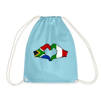 Afrique du Sud Italie Drapeau Mains Coeur Forme - Sac de sport léger - aqua - Devant
