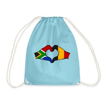 Afrique du Sud Belgique Drapeau Mains Coeur Forme - Sac de sport léger - aqua - Devant