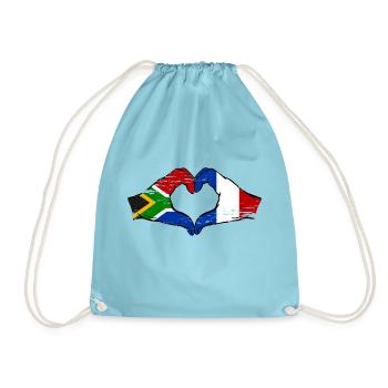 Afrique du Sud France Drapeau Mains Coeur Forme Utilisé - Sac de sport léger - aqua - Devant