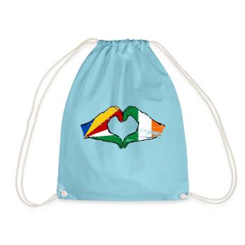 Seychelles Irlande drapeau mains forme de coeur utilisé - Sac de sport léger - aqua - Devant