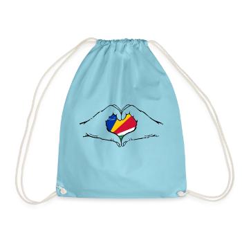 Drapeau des Seychelles mains forme de coeur utilisé - Sac de sport léger - aqua - Devant