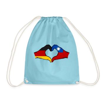 Germany Taiwan Flag Hands Heart Shape - Drawstring Bag - aqua - Front