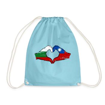 Bulgarien Taiwan Flagge Hände Herzform used - Turnbeutel - Aqua - Vorne