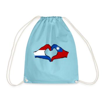 Hollande Taiwan Drapeau Mains Coeur Forme - Sac de sport léger - aqua - Devant