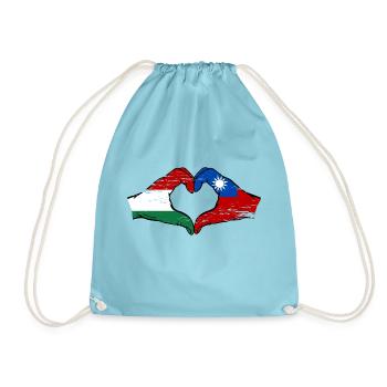 Ungarn Taiwan Flagge Hände Herzform - Turnbeutel - Aqua - Vorne