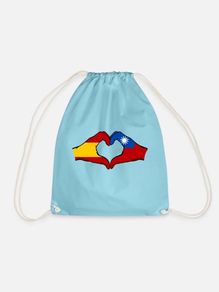 Spanien Taiwan Flagge Hände Herzform - Turnbeutel - Aqua