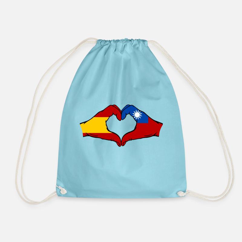 Spanien Taiwan Flagge Hände Herzform - Turnbeutel - Aqua
