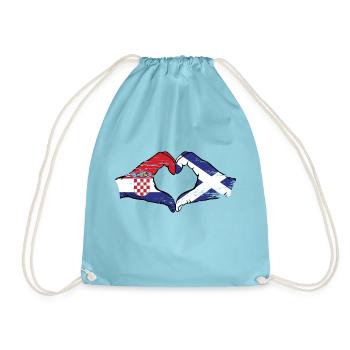 Croatia Scotland flag hands heart shape used - Drawstring Bag - aqua - Front
