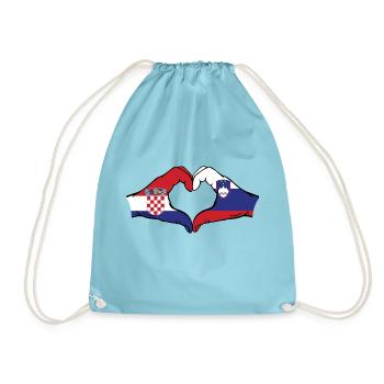 Croatie Slovénie Drapeau Mains Coeur Forme - Sac de sport léger - aqua - Devant
