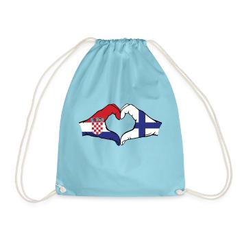 Kroatien Finnland Flagge Hände Herzform - Turnbeutel - Aqua - Vorne
