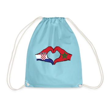 Croatie Maroc Drapeau Mains Coeur Forme - Sac de sport léger - aqua - Devant
