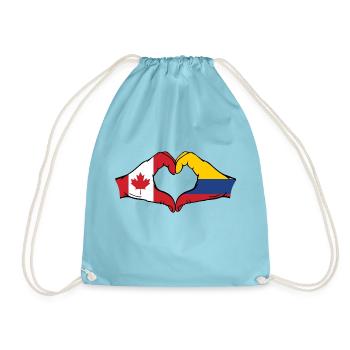 Canada Colombie drapeau mains forme coeur - Sac de sport léger - aqua - Devant