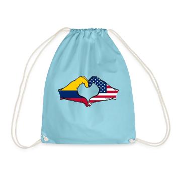 Colombie États-Unis Drapeau Mains Coeur Forme - Sac de sport léger - aqua - Devant