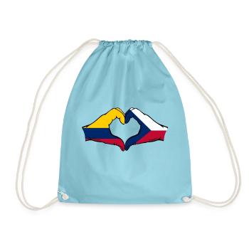 Colombie République tchèque Drapeau Mains Coeur Forme - Sac de sport léger - aqua - Devant
