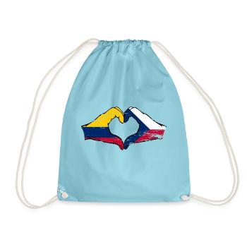 Colombie République tchèque drapeau mains forme de coeur utilisé - Sac de sport léger - aqua - Devant
