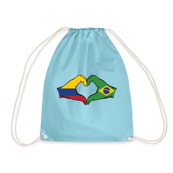 Colombie Brésil Drapeau Mains Coeur Forme - Sac de sport léger - aqua - Devant