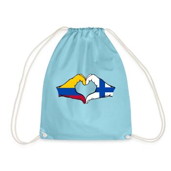 Colombie Finlande Drapeau Mains Coeur Forme - Sac de sport léger - aqua - Devant
