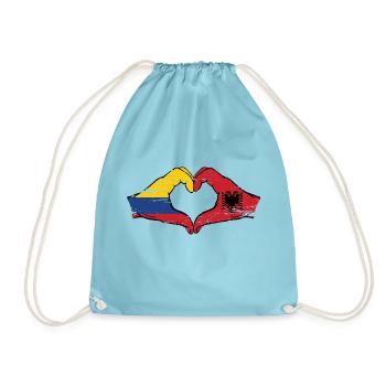 Colombie Albanie drapeau mains forme de coeur utilisé - Sac de sport léger - aqua - Devant