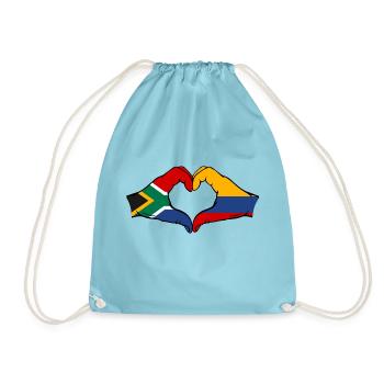 Afrique du Sud Colombie Drapeau Mains Coeur Forme - Sac de sport léger - aqua - Devant