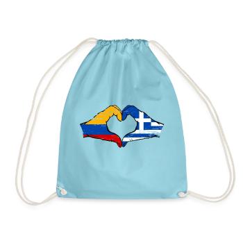Colombie Grèce Drapeau Mains Coeur Forme Utilisé - Sac de sport léger - aqua - Devant