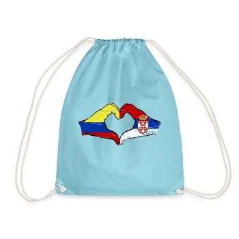 Colombie Serbie drapeau mains forme de coeur utilisé - Sac de sport léger - aqua - Devant