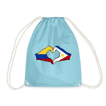 Kolumbien Philippinen Flagge Hände Herzform - Turnbeutel - Aqua - Vorne