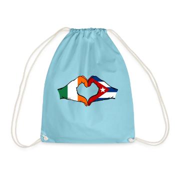 Irland Kuba Flagge Hände Herzform - Turnbeutel - Aqua - Vorne