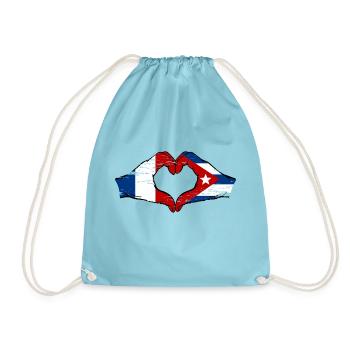 France Cuba Drapeau Mains Coeur Forme Utilisé - Sac de sport léger - aqua - Devant