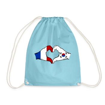 France Corée du Sud Drapeau Mains Coeur Forme - Sac de sport léger - aqua - Devant