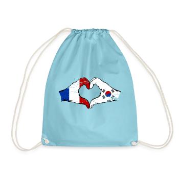 France Corée du Sud Drapeau Mains Coeur Forme Utilisé - Sac de sport léger - aqua - Devant