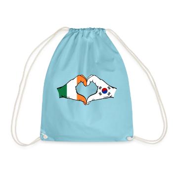Irland Südkorea Flagge Hände Herzform - Turnbeutel - Aqua - Vorne