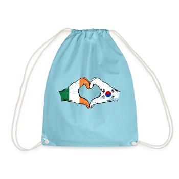 Irlande Corée du Sud Drapeau Mains Coeur Forme Utilisé - Sac de sport léger - aqua - Devant