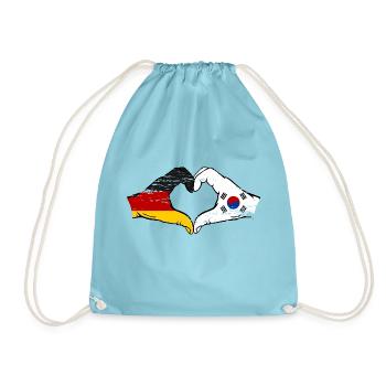 Allemagne Corée du Sud Drapeau Mains Coeur Forme Utilisé - Sac de sport léger - aqua - Devant